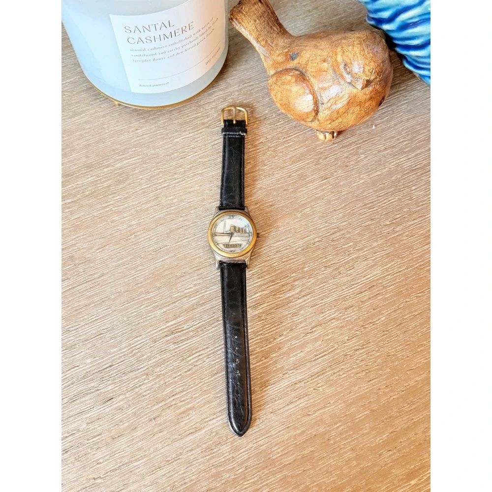 Fossil RMS Titanic Exhibition Watch Unisex Silver Gold Tone Black Strap OS